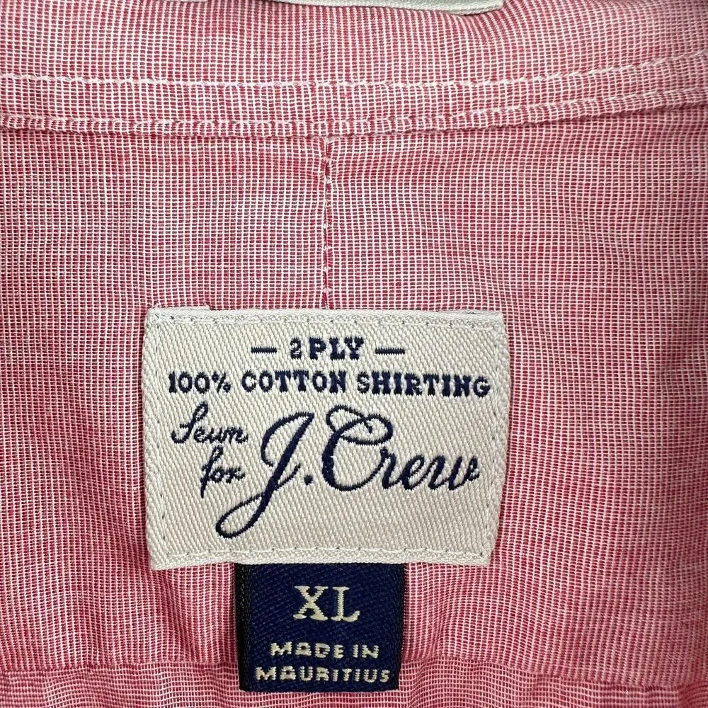 J.Crew Shirt Men XL Red 100% Cotton Slim Fit Button Up Long Sleeve Formal Office